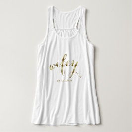 Elegant Golden "wifey" Drehbuch Honeymoon Tank Top