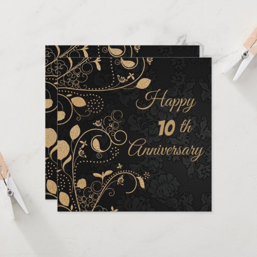 Elegant, Goldene Ornamente, 10 Jahre Karte (Vorderseite/Rückseite Beispiel)