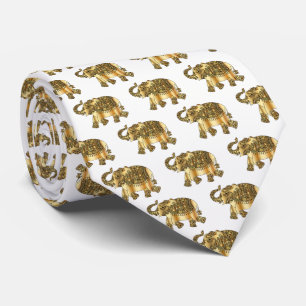 Elegant,Goldener Elefant, Paisley Krawatte