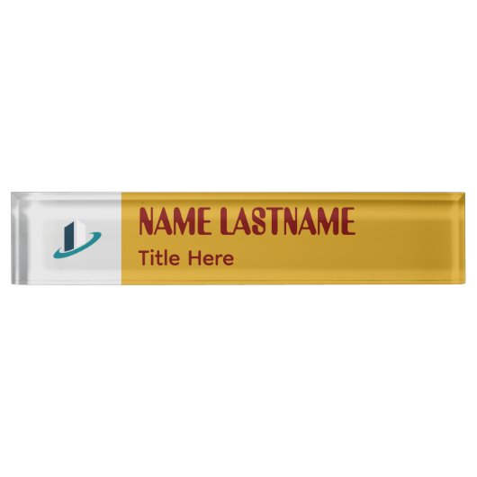 Elegant Goldenrod & Maroon custom name Desk Name P Namensplakette (Vorderseite)