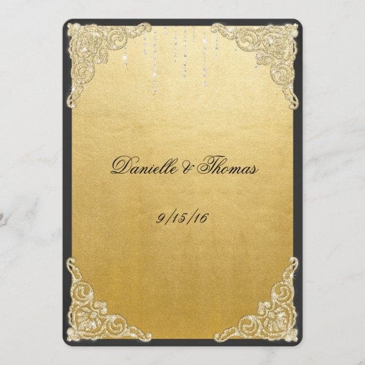 Elegant, Goldfolie, Glitzer, Hochzeitsratgeber Hinweiskarte (Vorderseite)