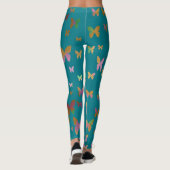 Elegant Goldgold Butterfly Pattern Leggings (Rückseite)