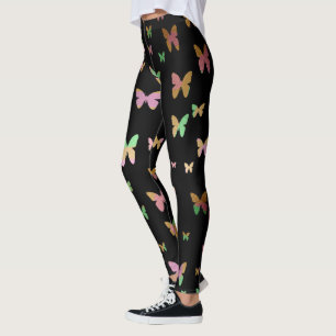 Elegant Goldgold Butterfly Pattern Leggings