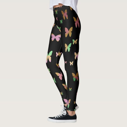 Elegant Goldgold Butterfly Pattern Leggings (Links)