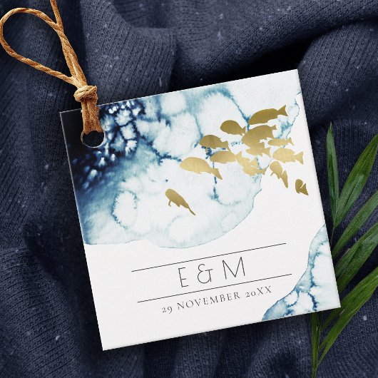 ELEGANT GOLDNAVY UNDERWASSERFANG MONOGRAM WEDD GESCHENKANHÄNGER