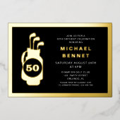 Elegant Golf 50th Birthday Folieneinladung (Vorderseite)