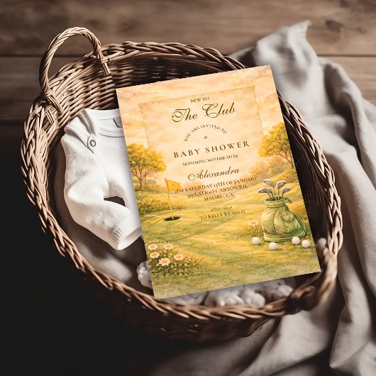 Elegant Golf Club Baby Shower Einladung
