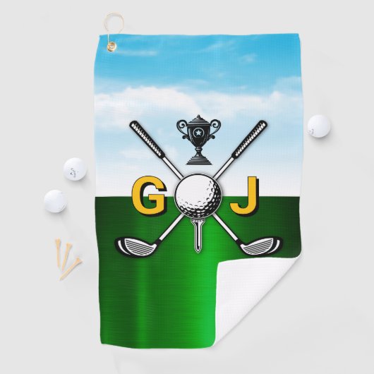 Elegant Golf Monogram Design Golfhandtuch (Insitu)