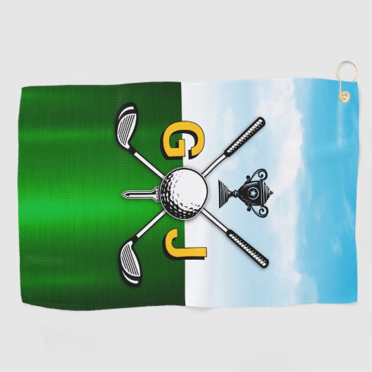 Elegant Golf Monogram Design Golfhandtuch (Horizontal)