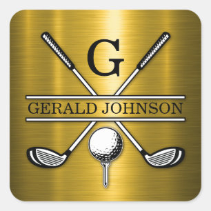 Elegant Golf Monogramm... Quadratischer Aufkleber