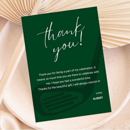 Elegant Golf Theme Appreciation Thank You Card Einladung