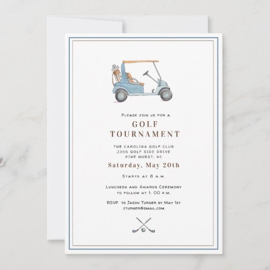Elegant Golf Tournament  Invitation Einladung (Vorderseite)