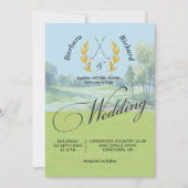 Elegant Golf Wedding Watercolor Golf Course  Einladung (Vorderseite)