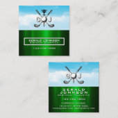 Elegant Golfer Business Card Design Quadratische Visitenkarte (Vorne/Hinten)