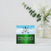 Elegant Golfer Business Card Design Quadratische Visitenkarte (Stehend Vorderseite)