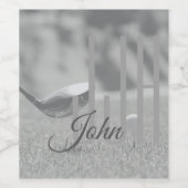Elegant Golfer Monogram Initials Name für ihn Weinetikett (Einzelnes Label)