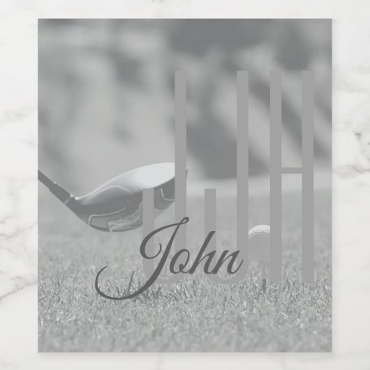 Elegant Golfer Monogram Initials Name für ihn Weinetikett (Einzelnes Label)