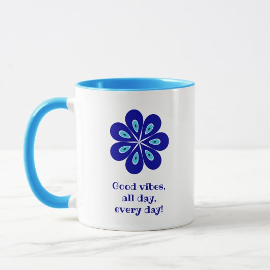 Elegant Good Vibes, Blue Floral Evil Eye Amulet Tasse (Links)
