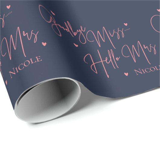 Elegant Goodbye Miss Hallo Mrs. Navy Brautparty Geschenkpapier (Rolleneckpunkt)