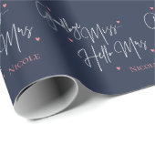 Elegant Goodbye Miss Hallo Mrs. Navy Brautparty Geschenkpapier (Rolleneckpunkt)