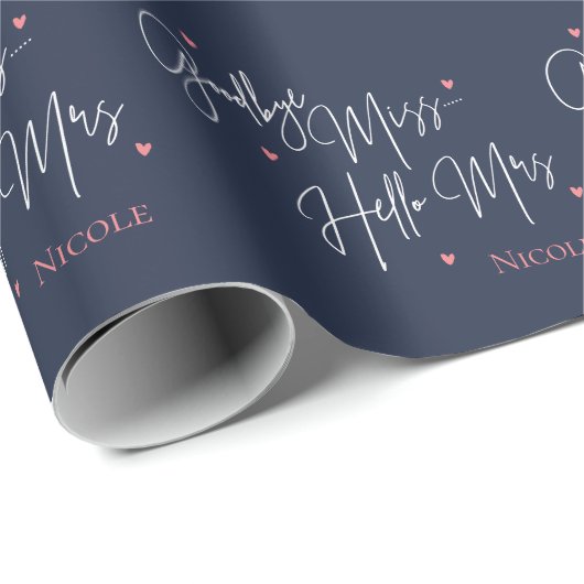 Elegant Goodbye Miss Hallo Mrs. Navy Brautparty Geschenkpapier (Rolleneckpunkt)