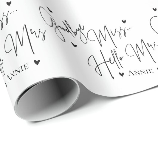 Elegant Goodbye Miss Hello Mrs. Brautparty Geschenkpapier (Rolleneckpunkt)