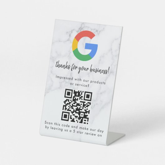 Elegant Google reviews qr code tabletop sign Sockelschild (Vorderseite)