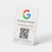 Elegant Google reviews qr code tabletop sign Sockelschild (Vorderseite)