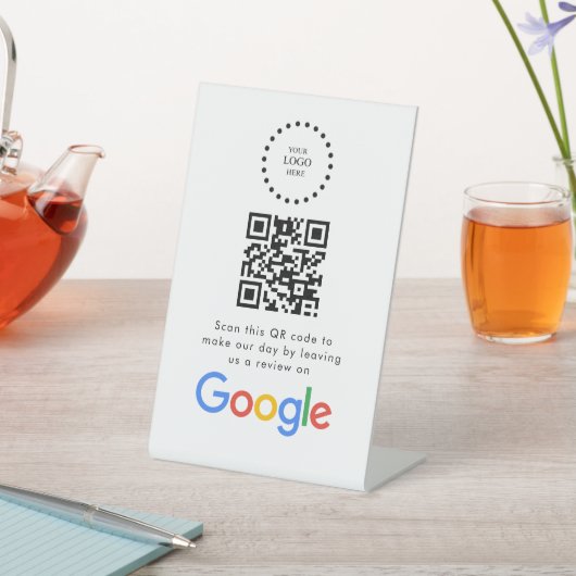 Elegant Google reviews qr code tabletop sign Sockelschild (In SItu)
