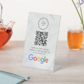 Elegant Google reviews qr code tabletop sign Sockelschild (In SItu)