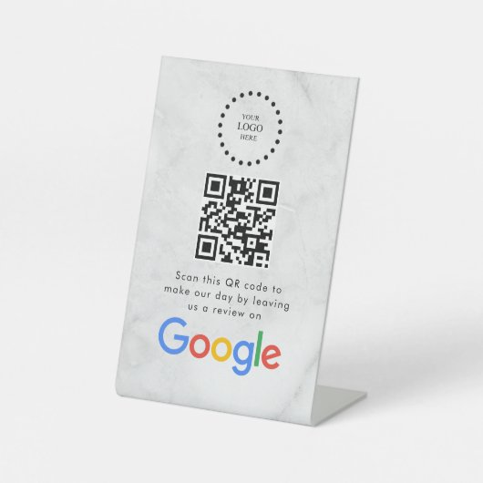 Elegant Google reviews qr code tabletop sign Sockelschild (Vorderseite)