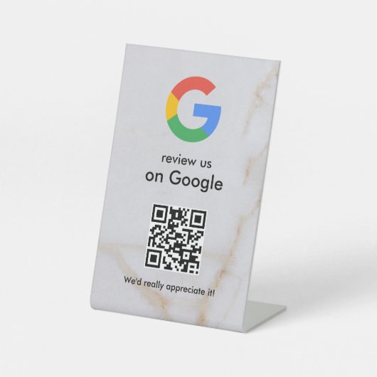 Elegant Google reviews qr code tabletop sign Sockelschild (Vorderseite)