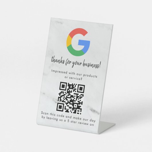 Elegant Google reviews qr code tabletop sign Sockelschild (Vorderseite)