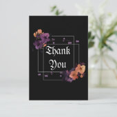 Elegant Goth Black Dark Floral Personalisiert Dankeskarte (Stehend Vorderseite)