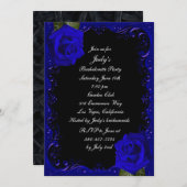Elegant Goth Blue Rose Junggeselinnen-Abschied Einladung (Vorne/Hinten)