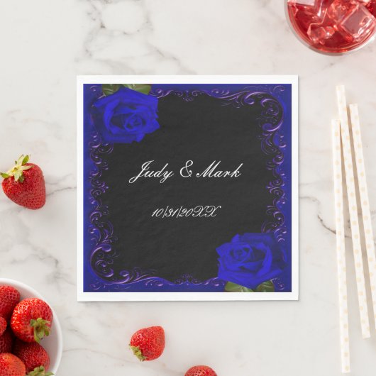 Elegant Goth Blue Rose Paper Napkins Serviette (Beispiel)