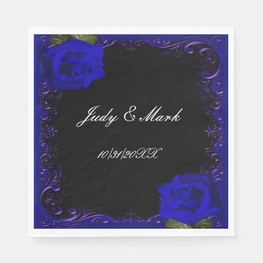 Elegant Goth Blue Rose Paper Napkins Serviette (Vorderseite)