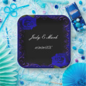 Elegant Goth Blue Rose Pappteller (Party)