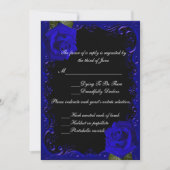 Elegant Goth Blue Rose Response Card Einladung (Vorderseite)