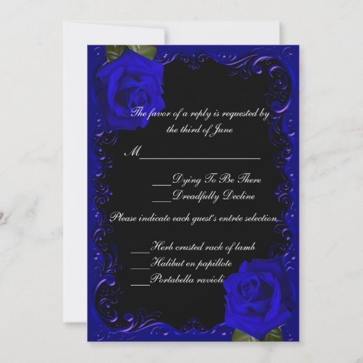 Elegant Goth Blue Rose Response Card Einladung (Vorderseite)