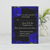 Elegant Goth Blue Rose Response Card Einladung (Stehend Vorderseite)