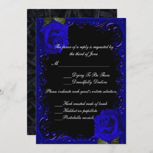Elegant Goth Blue Rose Response Card Einladung