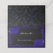 Elegant Goth Blue Rose Table Platzkarte (Außenseite Aufgefaltet)