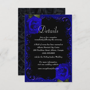 Elegant Goth Blue Rose Wedding Details Card