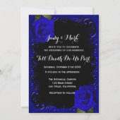 Elegant Goth Blue Rose Wedding Einladung (Vorderseite)