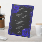 Elegant Goth Blue Rose Wedding Menu Sockelschild (In SItu)