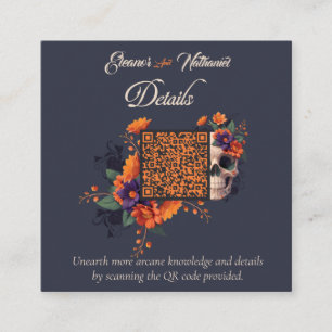Elegant Goth Floral Minimal QR Code Details Begleitkarte