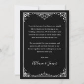 Elegant Goth Glam Monogram Wedding Danke-Card Einladung (Rückseite)
