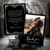 Elegant Goth Glam Monogram Wedding Danke-Card Einladung