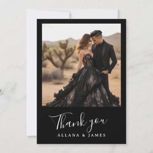 Elegant Goth Glam Wedding Danke-Card Einladung (Vorderseite)